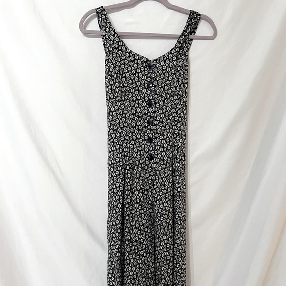 Vintage Pants - Vintage Navy Floral Sleeveless Wide Leg Jumpsuit